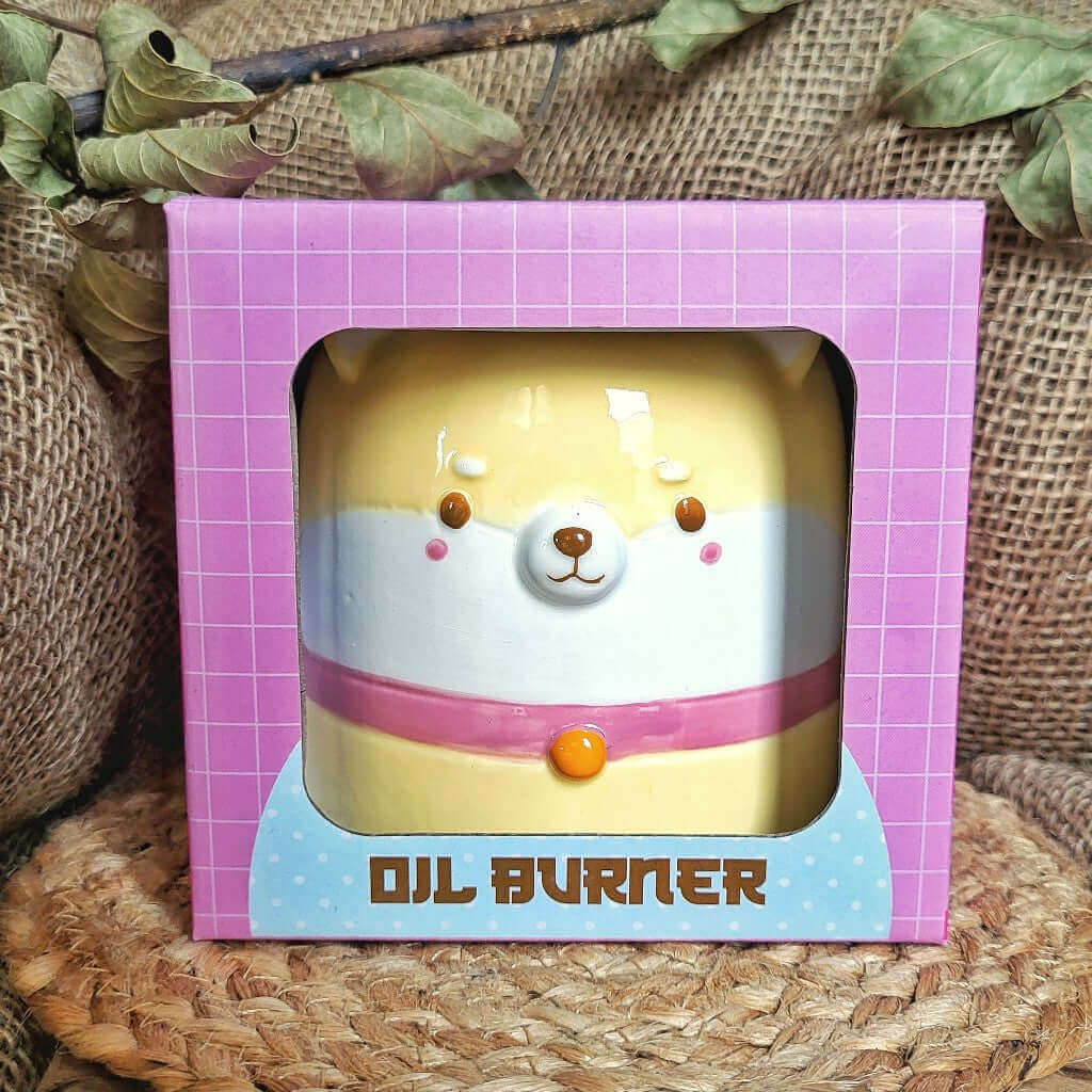 Bruciatore o bruciaessenze per tart profumate in ceramica con desing unico a forma di cane giapponese shiba inu