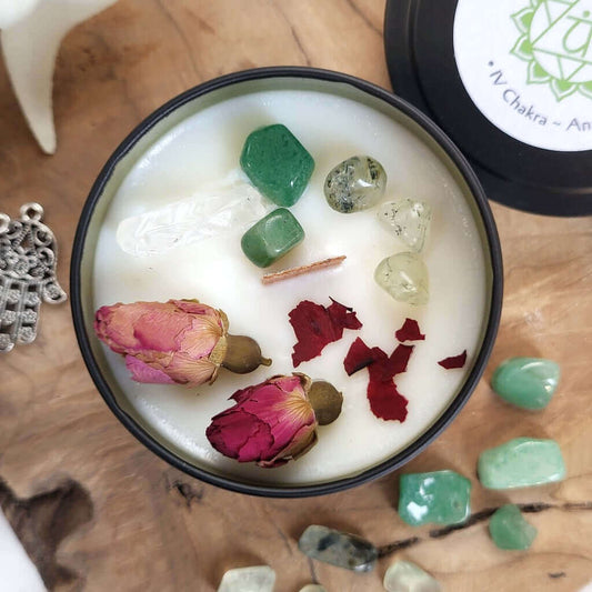 Candela meditativa in cera di soia, quarto chakra anahata