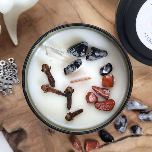 Candela meditativa in cera di soia, primo chakra muladhara