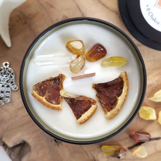 Candela meditativa in cera di soia, secondo chakra svadhishthana