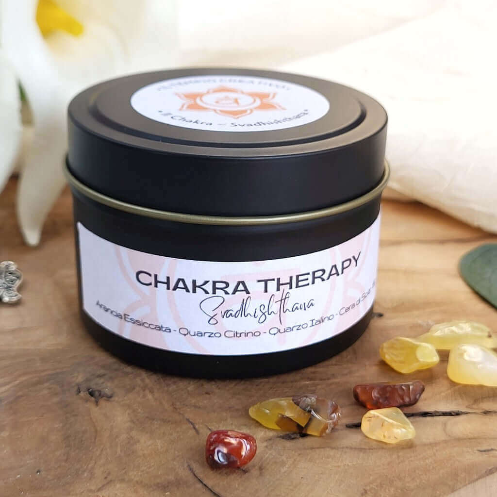 Candela meditativa in cera di soia, secondo chakra svadhishthana
