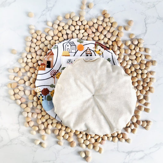 Cuscino termico per coliche bimbi bambini neonati e neo mamme, in puro cotone 100%, sfoderabile e lavabile, con noccioli di ciliegia