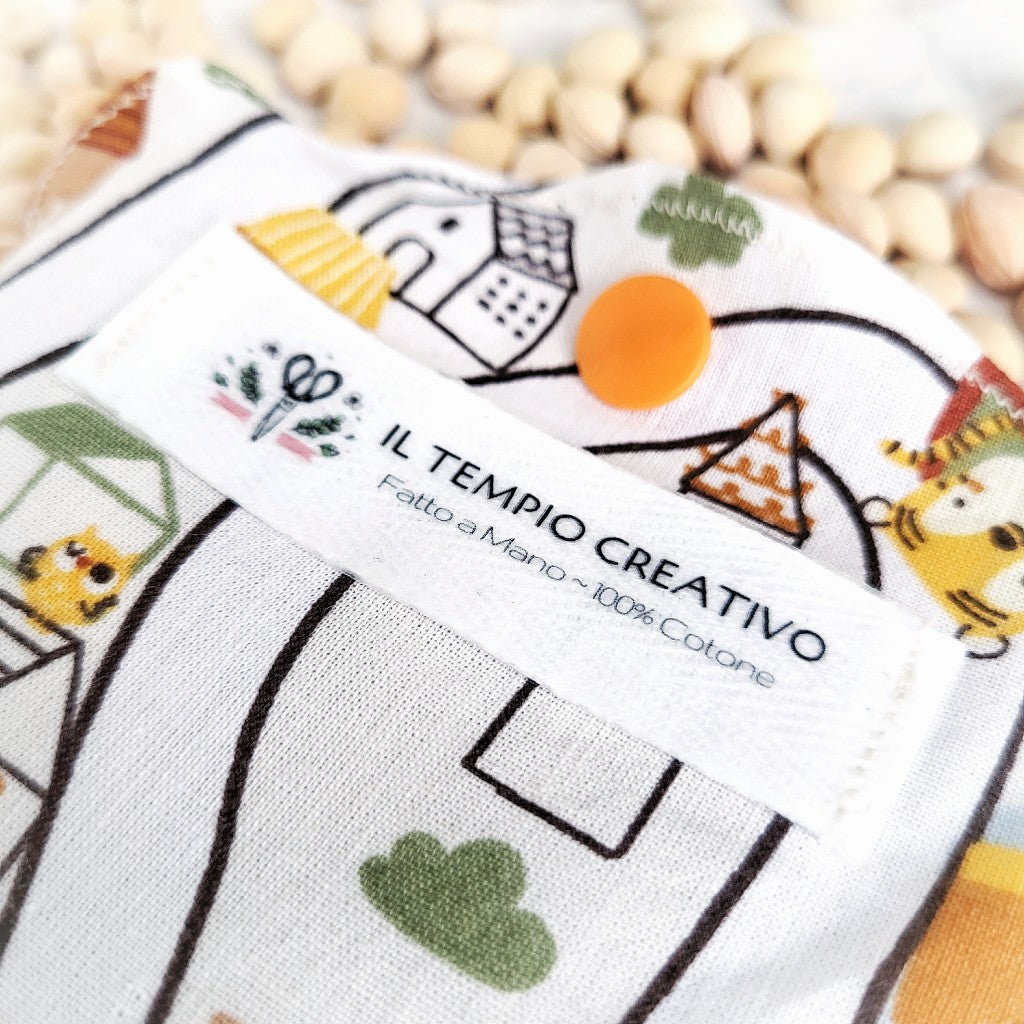 Cuscino termico per coliche bimbi bambini neonati e neo mamme, in puro cotone 100%, sfoderabile e lavabile, con noccioli di ciliegia