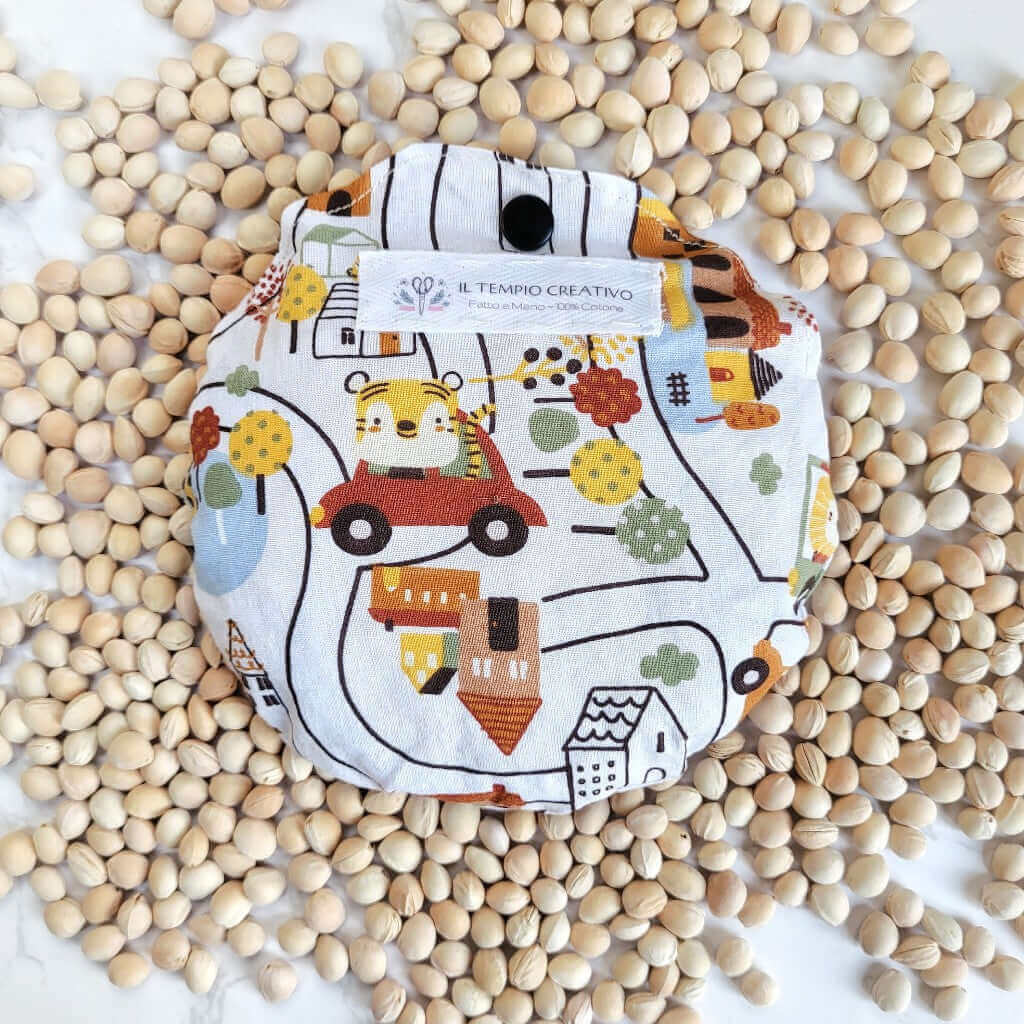 Cuscino rilassante per bimbi bambini in puro cotone 100%, sfoderabile e lavabile, con noccioli di ciliegia