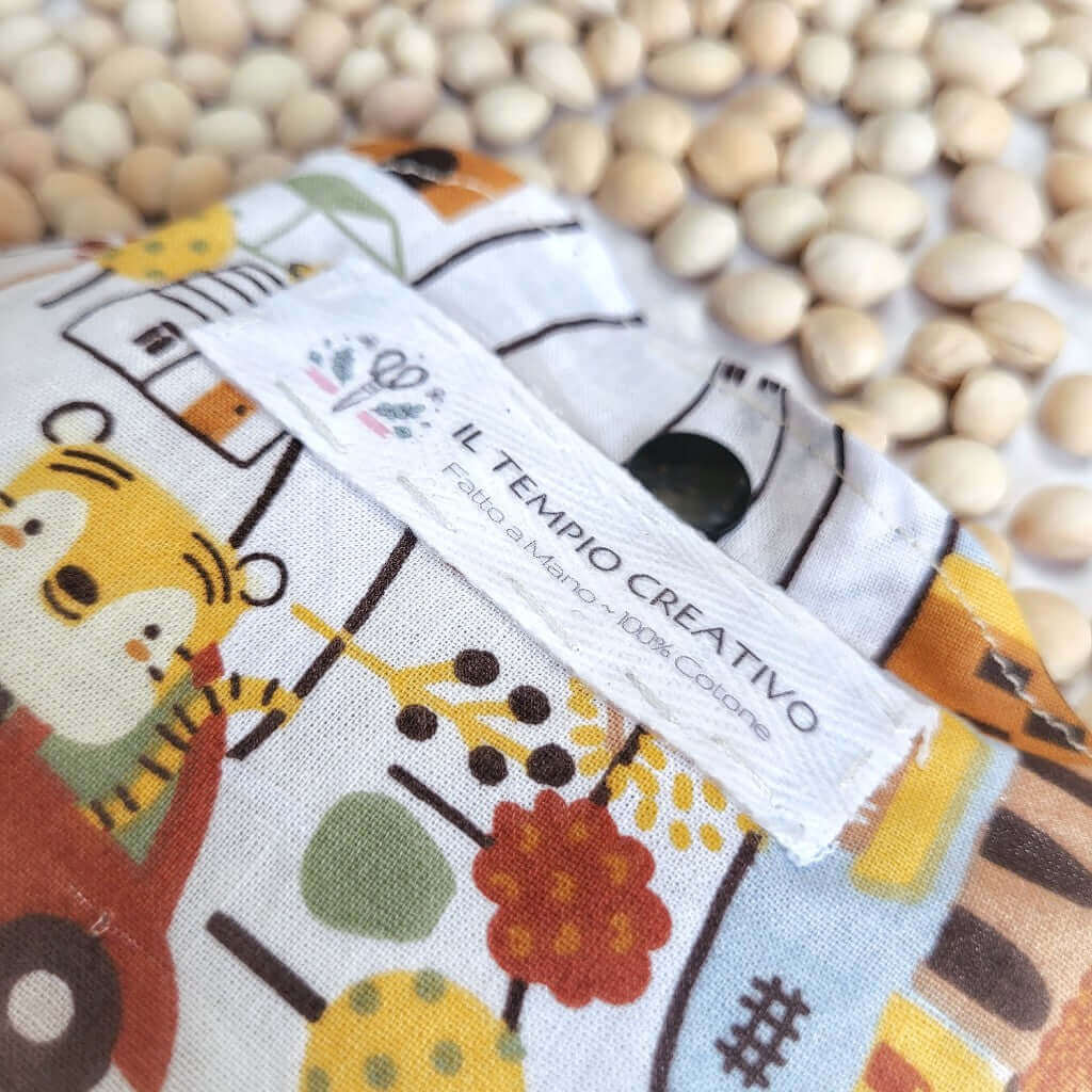 Cuscino rilassante per bimbi bambini in puro cotone 100%, sfoderabile e lavabile, con noccioli di ciliegia