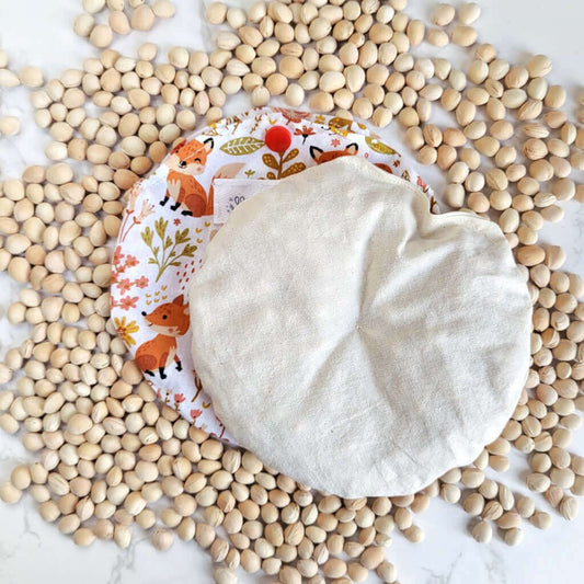 Cuscino termico per coliche bimbi bambini neonati e neo mamme, in puro cotone 100%, sfoderabile e lavabile, con noccioli di ciliegia