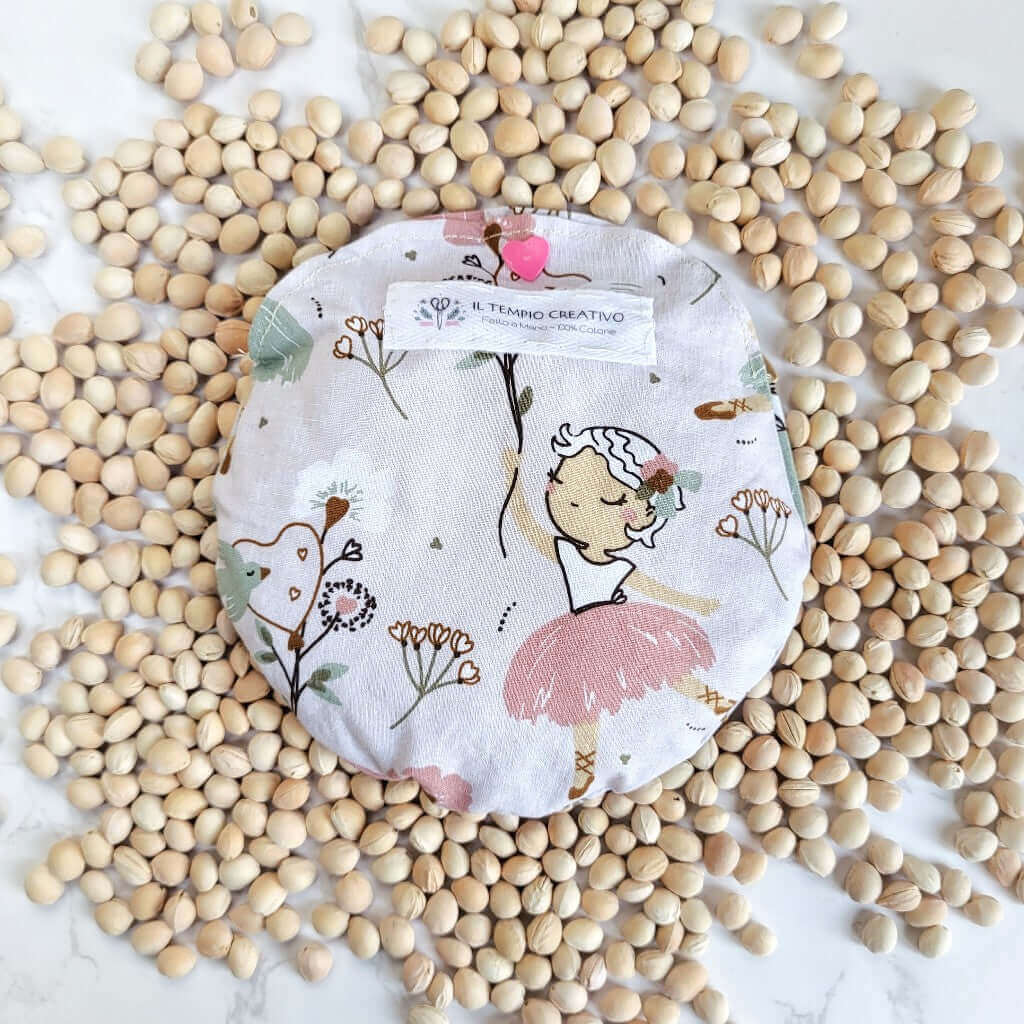 Cuscino rilassante per bimbi bambini in puro cotone 100%, sfoderabile e lavabile, con noccioli di ciliegia