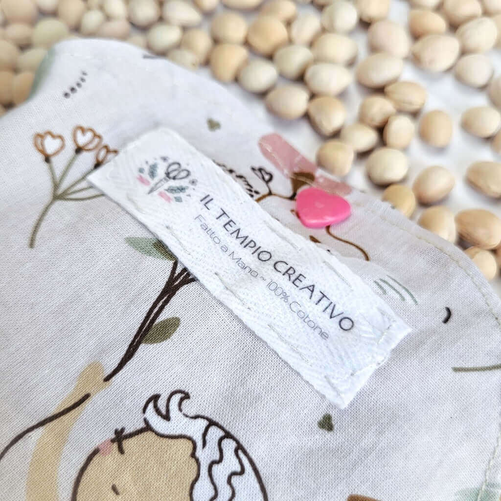 Cuscino rilassante per bimbi bambini in puro cotone 100%, sfoderabile e lavabile, con noccioli di ciliegia