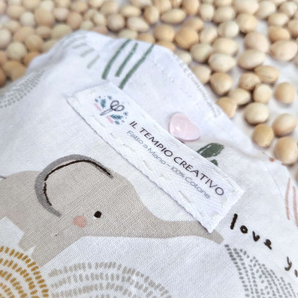 Cuscino rilassante per bimbi bambini in puro cotone 100%, sfoderabile e lavabile, con noccioli di ciliegia