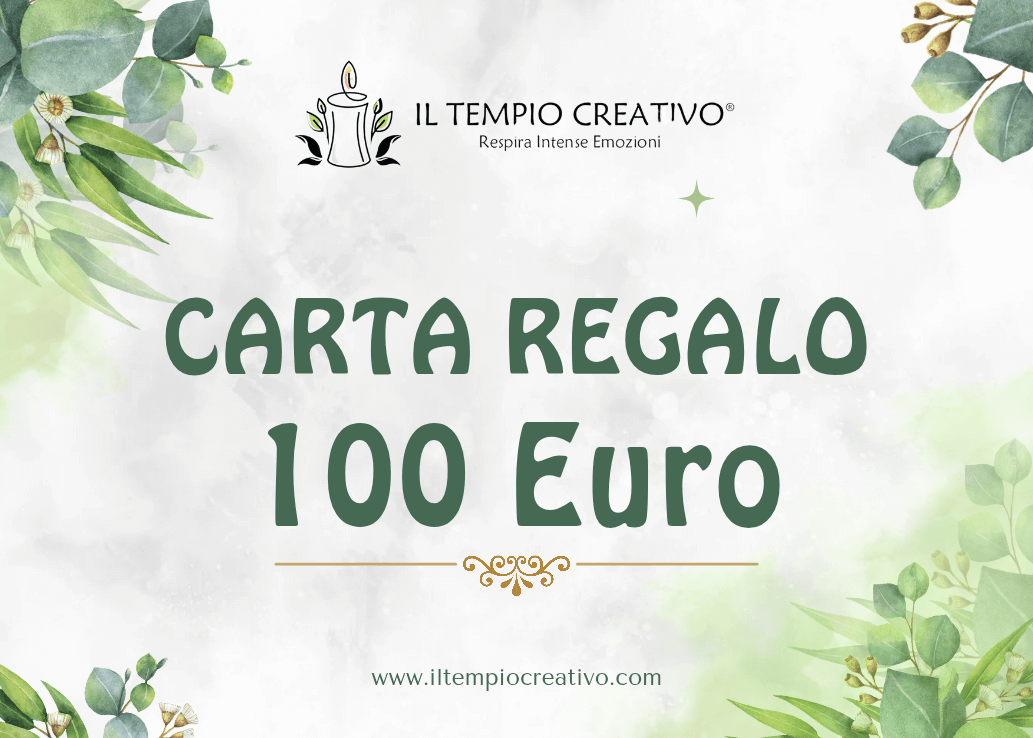Carta o Buono regalo perfetto, da utilizzare sullo shop online de Il Tempio Creativo. Gift card da usare sul sito de Il Tempio Creativo. Taglio 100 euro