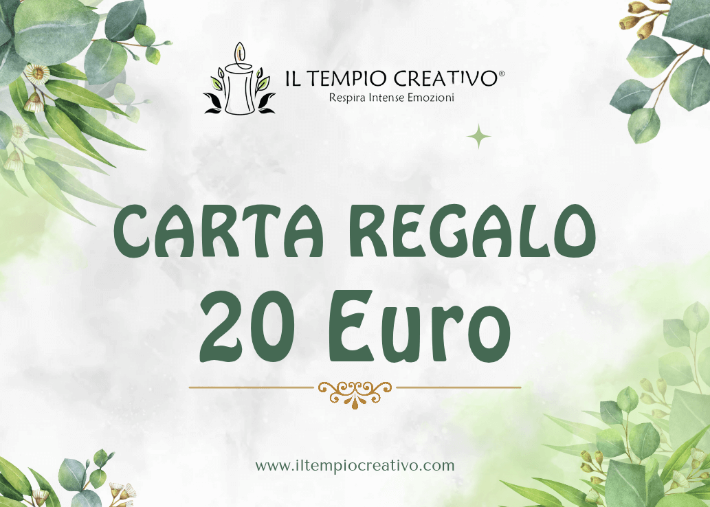 Carta o Buono regalo perfetto, da utilizzare sullo shop online de Il Tempio Creativo. Gift card da usare sul sito de Il Tempio Creativo. Taglio 20 euro