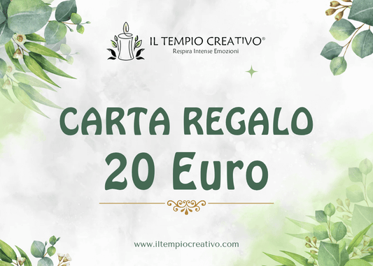 Carta o Buono regalo perfetto, da utilizzare sullo shop online de Il Tempio Creativo. Gift card da usare sul sito de Il Tempio Creativo. Taglio 20 euro