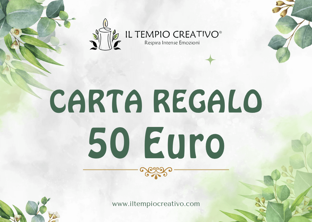 Carta o Buono regalo perfetto, da utilizzare sullo shop online de Il Tempio Creativo. Gift card da usare sul sito de Il Tempio Creativo. Taglio 50 euro