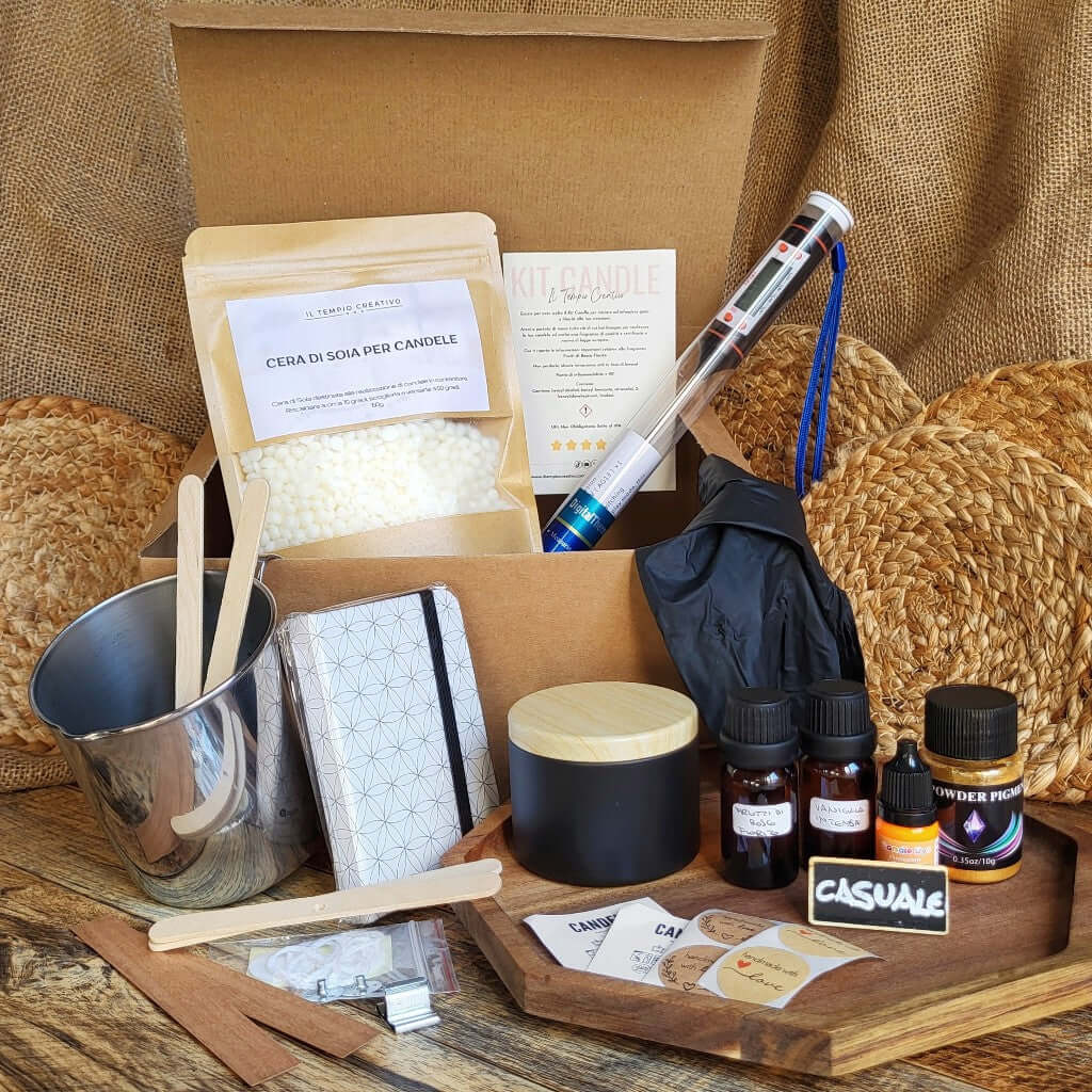 Kit Candele Fai Da Te - 480g Cera Soia, 6 Oli Essenziali, Stampi, Barattoli E Stoppini - Foto 12