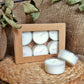 Lumini tealight in cera di soia naturale e vegetale