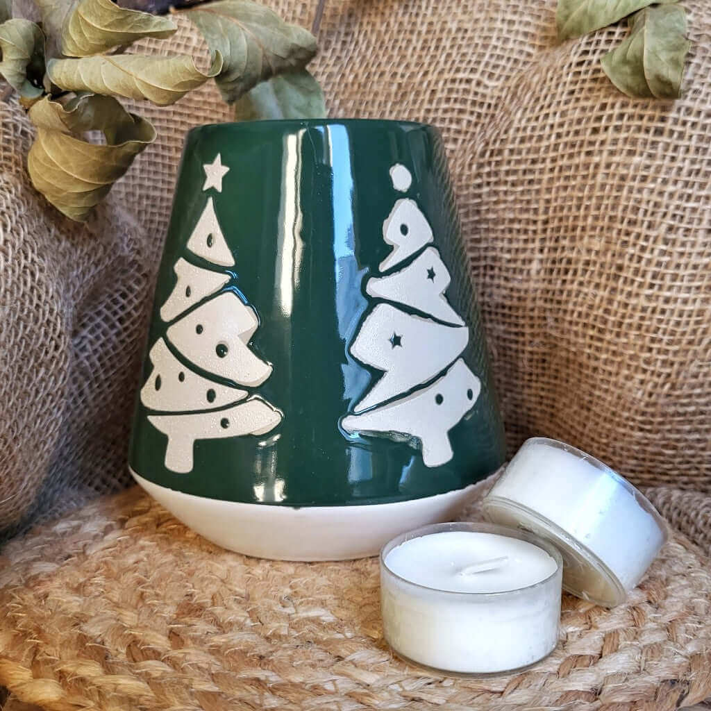 Bruciatore o bruciaessenze per tart profumate con desing unico natalizio per natale in gres porcellanato