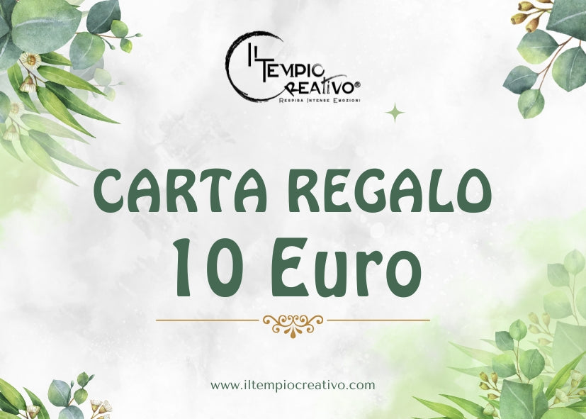 Carta o Buono regalo perfetto, da utilizzare sullo shop online de Il Tempio Creativo. Gift card da usare sul sito de Il Tempio Creativo. Taglio 10 euro