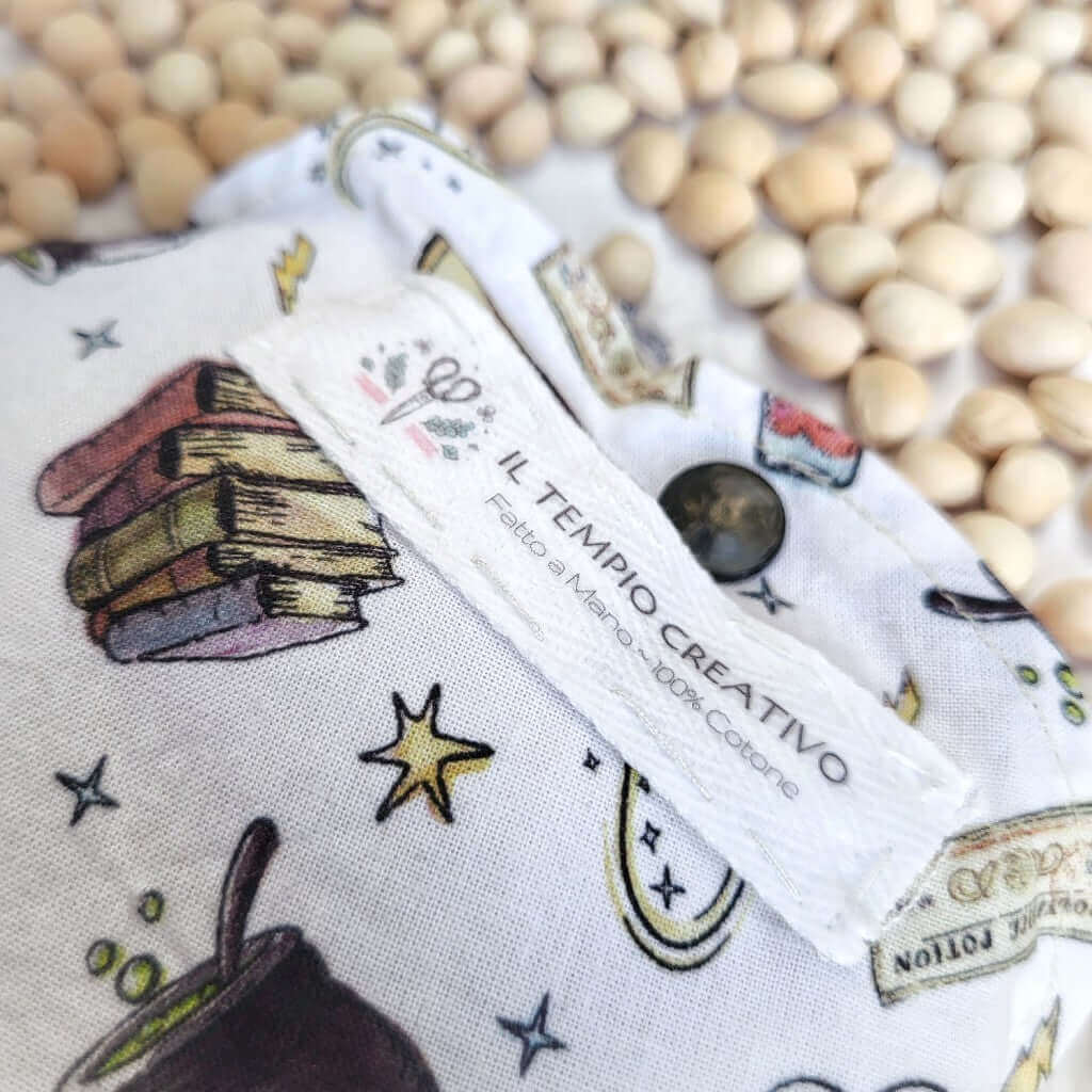 Cuscino termico per coliche bimbi bambini neonati e neo mamme, in puro cotone 100%, sfoderabile e lavabile, con noccioli di ciliegia