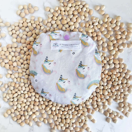 Cuscino termico per coliche bimbi bambini neonati e neo mamme, in puro cotone 100%, sfoderabile e lavabile, con noccioli di ciliegia