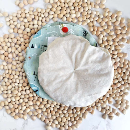 Cuscino termico per coliche bimbi bambini neonati e neo mamme, in puro cotone 100%, sfoderabile e lavabile, con noccioli di ciliegia