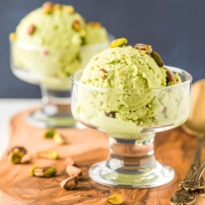 Coppe gelato al pistacchio di Bronte per indicare l'omonima fragranza per candele profumate