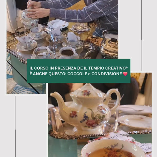 Pausa relax con Tea e Biscotti in Tazze di Porcellana Bavarìa, durante il corso in presenza per imparare a realizzare candele profumate artigianali, fai da te, in cera di soia a Torino. Teoria e pratica professionale.