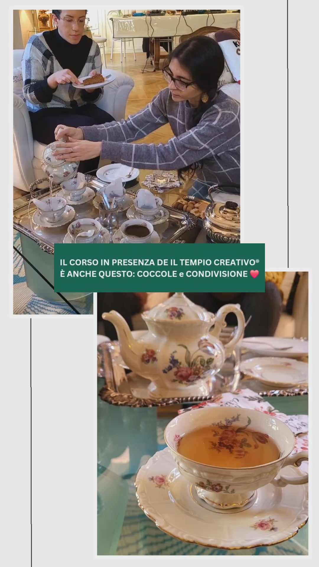Pausa relax con Tea e Biscotti in Tazze di Porcellana Bavarìa, durante il corso in presenza per imparare a realizzare candele profumate artigianali, fai da te, in cera di soia a Torino. Teoria e pratica professionale.